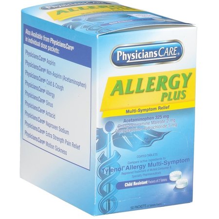 Physicianscare Allergy Plus Multi-Sympton Relief Tablets, Box of 50 Dose Packets 90091-005